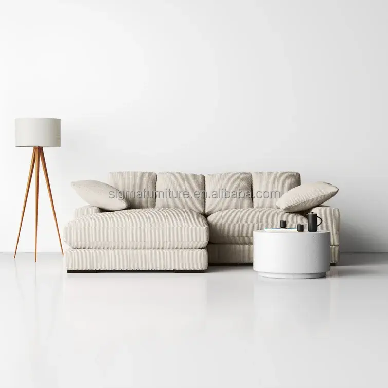 2-teilige italienische Polyester sofas im italienischen Stil, luxuriös gepolstert mit Lounge-Chaiselongue
