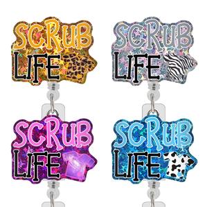 <span class=keywords><strong>4</strong></span> pièces Flash SCRUB LIFE Lettre Badge Reel Teacher Student Doctor Nurse Office Gifts Rétractable Badge Reel - Product Image 1