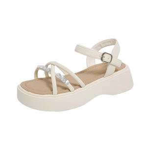 0516 LYKU Women's Spring/Autumn/Summer Sporty Slip-On Platform Sandals Breathable Anti-Slip Evergreen PU <b>Upper</b> Casual Fashion - Product Image 5