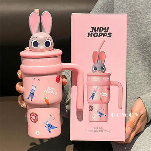 Thermos et gourde isotherme <span class=keywords><strong>Disney</strong></span> Cartoon grande capacité avec couvercle, poignée et paille, idéal pour les voyages et comme cadeau de Noël - Product Image 2