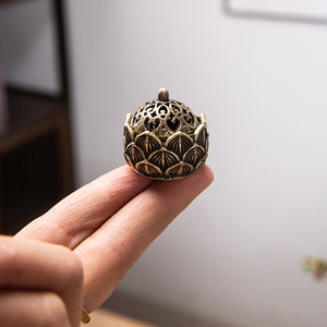 Porte-encens en cuivre en forme de gourde, mini, créatif, style japonais, goutte d'eau, ligne cachée, antique, petit modèle religieux Dehua D167 - Product Image 2