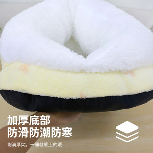 Coussin rond semi-fermé pour animaux de compagnie, en fausse fourrure chaude, nid douillet pour chat et chien, pour petits animaux - Product Image 5