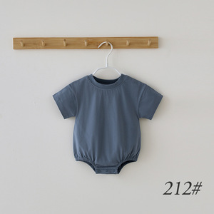 Romper de Bebé de Algodón Tejido con Hombros Caídos y Manga Corta Liso para Niñas al por Mayor - Product Image 3