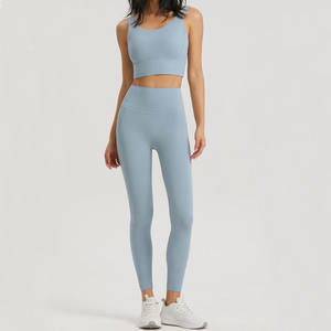 Reggiseno sportivo da donna ad alto sostegno con push-up per yoga, leggings a vita alta con effetto push-up e tasca nascosta, set <span class=keywords><strong>fitness</strong></span> da palestra - Product Image 2