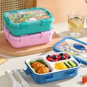 Boîte à lunch mignonne de style dessin animé avec couverts et compatible micro-ondes, peut être utilisée comme boîte à lunch pour étudiants - Product Image 1