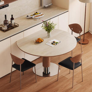 โต๊ะอาหารไม้เนื้อแข็งทรงกลม ดีไซน์ปรับเปลี่ยนได้ สำหรับห้องรับประทานอาหาร สไตล์โมเดิร์น - Product Image 4