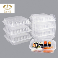 Boîte à lunch jetable en plastique transparent 9x9 pouces Contenant alimentaire à emporter avec couvercle Passe au micro-ondes pour utilisation en restaurant