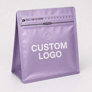 New Arrival Purple Coffee Packaging Bags With Valve Zipper Custom Printed Resealable Pouch for Beans Eight Side Seal Coffee Bag - Product Image 1