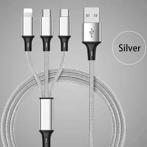 Ebay caliente OEM nuevo Material de Nylon de plata Cable de USB tipo C 3,0 Cable de cargador