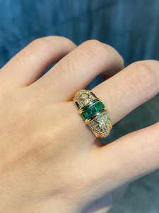 Anillo <span class=keywords><strong>de</strong></span> Oro Amarillo <span class=keywords><strong>de</strong></span> 18K con Esmeralda Natural para Mujer, Joyería Fina LUOWEND - Product Image 6