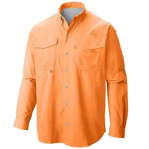 Nieuwe Ontwerp Camisas UPF50 Zonnebrandcrème Snel Droog Ademend Multifunctionele Knop Vissen Shirt