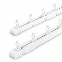 Kit de tringle à rideau télescopique DIY sans découpe, en aluminium noir, réglable de 0,65 à 5,1 m, silencieux et fluide, fixation murale ou plafond, pack