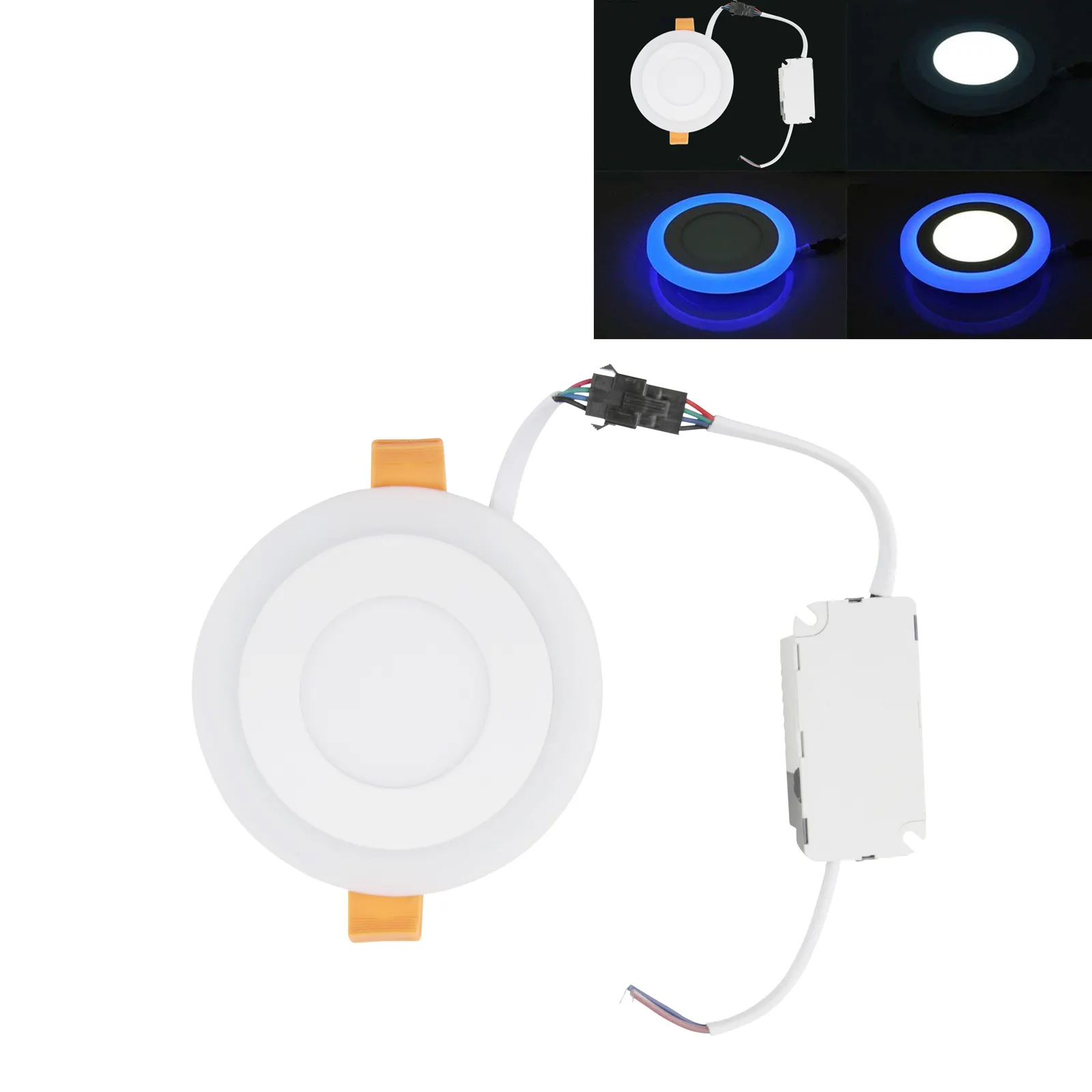 Ultra-thin Round Double Color LED Panel Recessed Ceiling Light 3 + 3W Cool White & Blue Light Color For Home Decoration 85-265V
