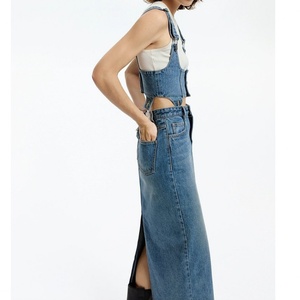 Custom New Summer Fashion Denim Suit Dress for Women <b>Ladies</b> Cotton Fabric Straight Fit Sexy Women's <b>Overall</b> Dress - Product Image 5