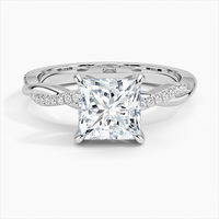 Nouveautés : Bagues en argent sterling 925 avec diamant taille princesse et zircon pavé complet, bagues de promesse pour femmes
