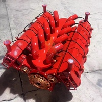 Sculpture de moteur en V industrielle créative, base de table basse, ornement mécanique en métal rouge pour bar KTV