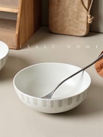 Bol à salade, riz et soupe en céramique artisanale à rayures, style nordique minimaliste, haute qualité, pour la maison