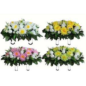 Corona de decoración de plástico conmemorativo hecha a mano barata al por mayor para la tumba ataúd cementerio flor funeraria artificial - Product Image 3