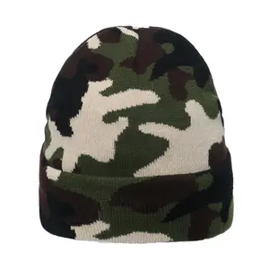 Topi Beanie Camo Musim Dingin Uniseks Asli Penjualan Laris Dibuat Khusus Topi Rajut Bonnet Gorros Kamuflase Berburu Beanie