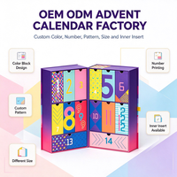 Boîte de calendrier de l'Avent personnalisée et colorée, 24 tiroirs, double porte, boîte cadeau, emballage personnalisé pour produits de beauté et jouets, usine OEM ODM