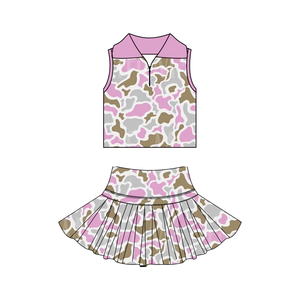 ชุดเด็กผู้หญิง GSD3970 CUSTOM Little Active Girl สีน้ำตาลลายพราง ชุดขายส่งแบบไม่มีแขน เสื้อผ้าเด็กผู้หญิง ชุดกระโปรงเด็ก - Product Image 4