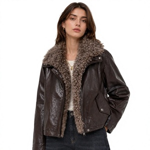 New Winter Style Large Lapel Loose Quilted Coat <b>Shearling</b> <b>Bomber</b> <b>Jacket</b> for Women High-end <b>Jacket</b> Winter Coat Leather <b>Jacket</b> - Product Image 1