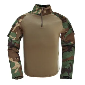 Men's Long Sleeve Shirt 1/4 Zip Tactical With Arm Protects Camouflage Tactical Top