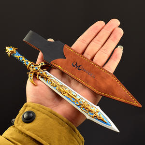 Espada de alma imperial azul dorada de 22cm, todo el Metal se puede personalizar, espada de juguete, llavero de espada sin cortar de seguridad, colección de artesanía de Metal - Product Image 5