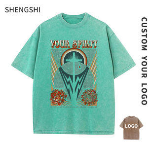 T-shirt vierge de l'équipe SSC coton en vrac 320g détendu col rond lavage à l'acide doux rétro Gym pour impression personnalisée t-shirt en vrac pour adultes quantité minimale de commande 5 pièces - Product Image 1