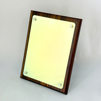 Plaque de certification rectangulaire en bois vierge avec plaque en acrylique arc-en-ciel MH-FJ0028