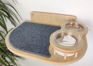 Estante para gatos de pared de madera con comedero para gatos de pared de 2 escalones - Product Image 4