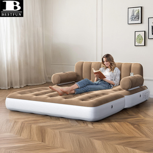 Sofá Cama Inflable 5 en 1 Tamaño Queen con Cabecera y Bomba, Sofá de Aire Convertible para el Hogar, Invitados y Camping - Product Image 2