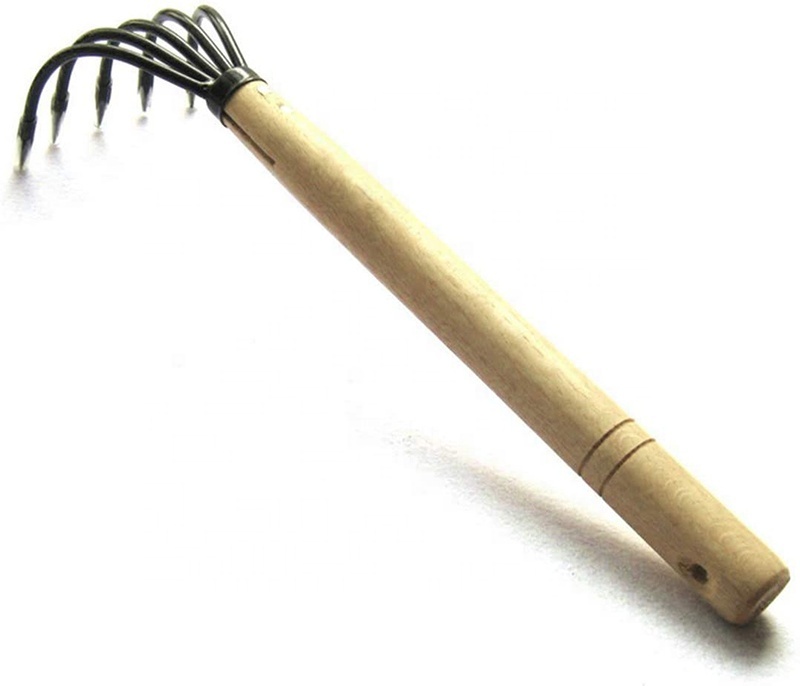 High quality 15" Gardeners 5 Claw Rake Carbon steel and Wood Ninja Claw Garden Rake Wooden Handle garden hand tool