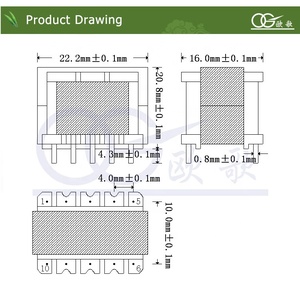 Hình dạng thẳng đứng 5 + 5 pin ee22 máy tính biến áp với băng màu vàng - Product Image 6
