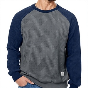 Sudadera de Forro Polar con Capucha para Hombre, Color Negro y Gris, Manga Raglán, con Bolsillo, Tejido de Punto, Corte Regular, Informal, Otoño, Color Sólido, Transpirable - Product Image 2