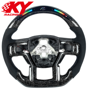 Volante Deportivo con Pantalla LED RPM, Empuñaduras de Fibra de Carbono Forjada y Gamuza para Ford F150 F250 F350 Ranger Raptor R XLT LT 2014-2025 - Product Image 1