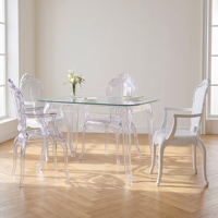 Mesa de Comedor Rectangular Transparente de Acrílico Transparente para Uso en el Comedor del Hogar