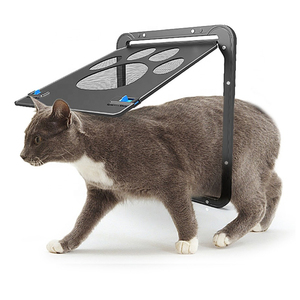 Porte <span class=keywords><strong>pour</strong></span> animaux de compagnie en maille de nylon ABS noire écologique avec clapet intérieur, <span class=keywords><strong>pour</strong></span> <span class=keywords><strong>chien</strong></span> et chat, <span class=keywords><strong>pour</strong></span> extérieur, toutes saisons, petite et grande taille - Product Image 5