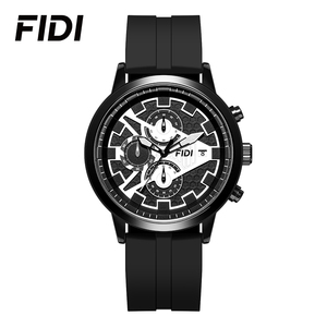 Montre chronographe à quartz pour homme FIDI, sport, multifonction, bracelet en silicone, étanche, montre-bracelet décontractée pour affaires - Product Image 1