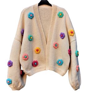 Luce di lusso bella tessuto fiore personalizzato <span class=keywords><strong>pizzo</strong></span> geometrico perla di cotone ricamo filo palla <span class=keywords><strong>cardigan</strong></span> per le donne - Product Image 1