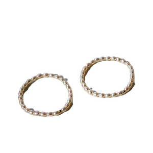 WENCHI Small Rice Grain Natural Pearl <b>Bracelet</b> with <b>Elastic</b> 14K Gold Accents 17cm 30g - Product Image 2