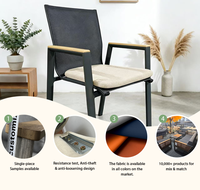 Chaise de jardin moderne en aluminium 6063 et textile de teck, mobilier de loisirs pour villa, hôtel et restaurant