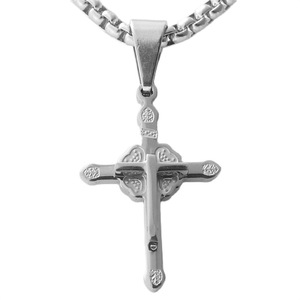 Stainless Steel <b>Cross</b> Pendant For Men Geometric Design Trendy Necklace 120207 - Product Image 1