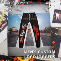 Pantalones Deportivos Casuales para Hombre, Estilo Urbano, Pantalones de Chándal con Corte Acampanado, Impresión de Logotipo Personalizado, Cintura Media, Cierre con Cordón de Felpa