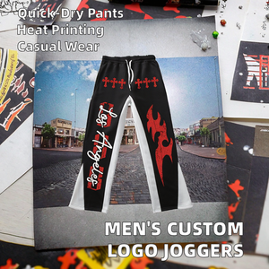 Nouveau pantalon de survêtement évasé à la mode pour hommes avec impression de logo personnalisé pantalon de survêtement taille moyenne - Product Image 2