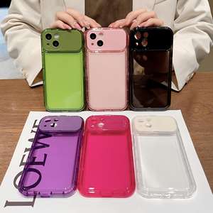 Coque de téléphone Apple transparente en TPU couleur bonbon pour iPhone 16 Pro, compatible avec iPhone 15 et 13, avec support miroir grande fenêtre - Product Image 1