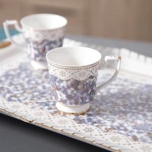 Ensemble de café en céramique blanc et violet de style occidental pour le thé de l'après-midi, à prix bas et très vendu - Product Image 6