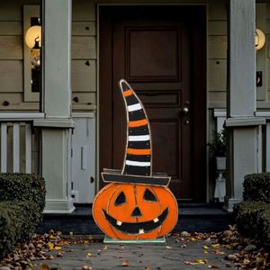 Articles en bois en gros pour la décoration d'Halloween, décoration de citrouille avec lumières - Product Image 3