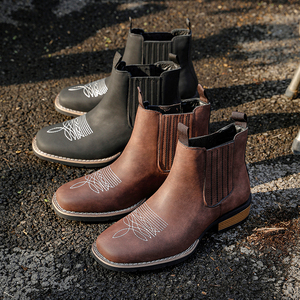 <span class=keywords><strong>Bottes</strong></span> de cowboy unisexes confortables à enfiler avec fermeture éclair, talon épais, bout pointu, <span class=keywords><strong>bottes</strong></span> de cowboy western pour hommes, <span class=keywords><strong>bottes</strong></span> de soirée à la cheville - Product Image 5