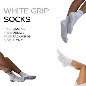 Chaussettes de football personnalisées blanches, absorbantes, respirantes, antidérapantes, avec grip, chaussettes de sport - Product Image 1
